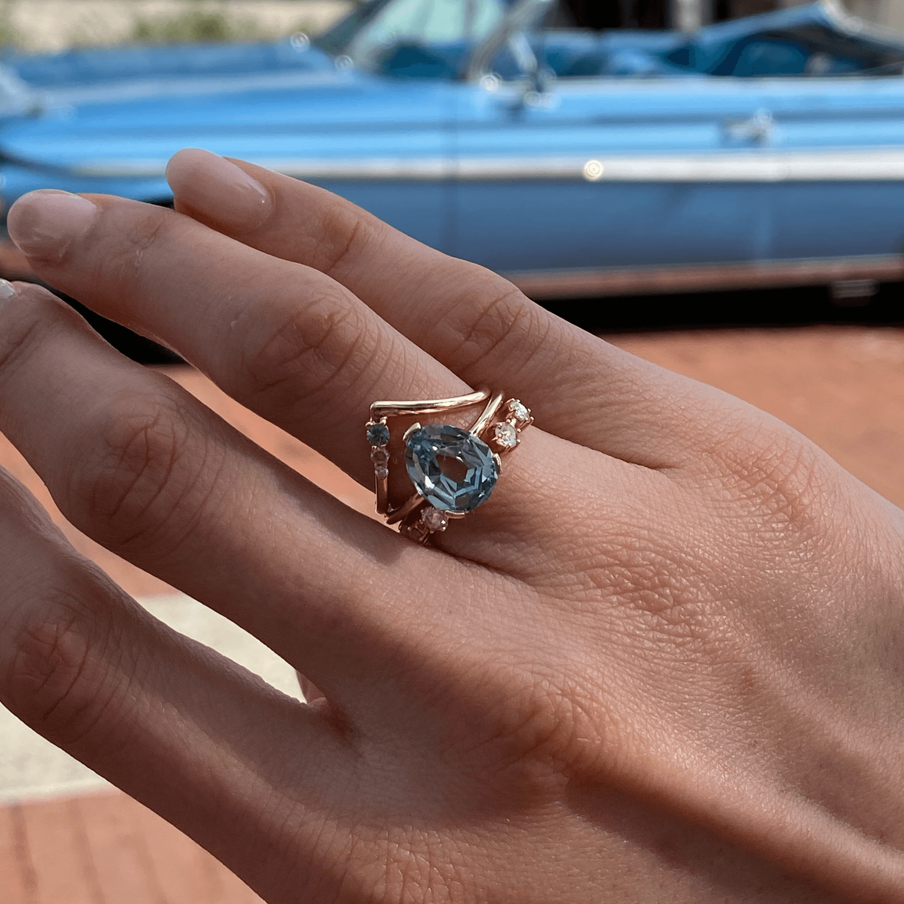 Aquamarine Diamond Dazzler ring - 14K White Gold |JewelsForMe