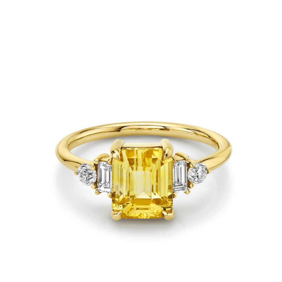 Yellow Sapphire & White Diamond Ring