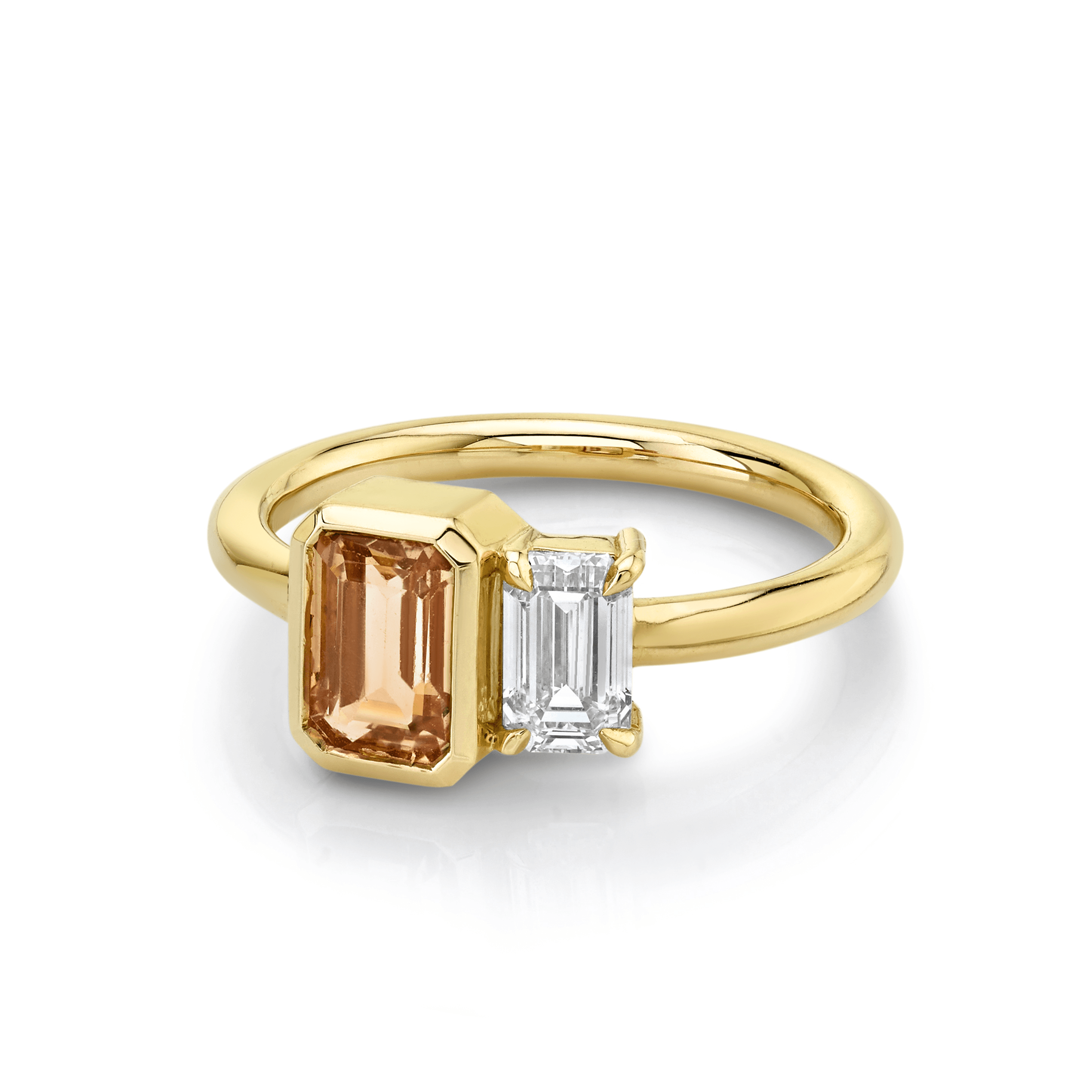 Marrow Fine Jewelry Peachy Sapphire And White Diamond Ring