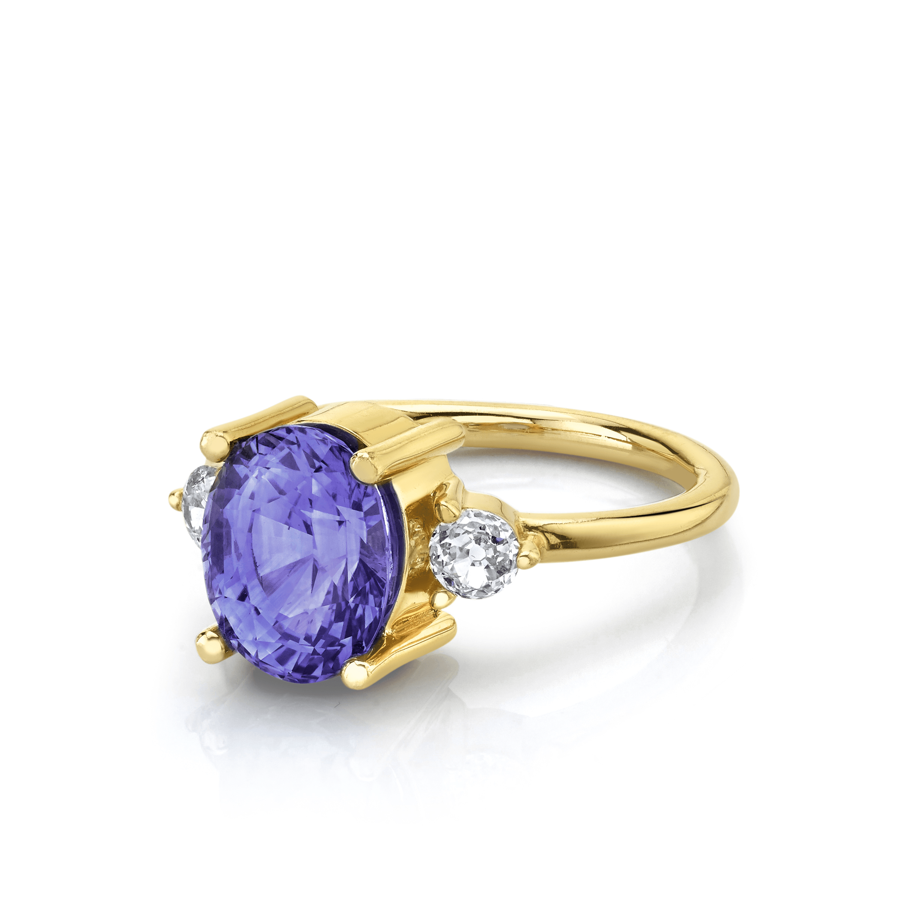 Marrow Fine Jewelry Purple Sapphire Three Stone Ring