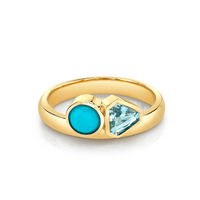 Marrow Fine Jewelry Aquamarine Turquoise Toi Et Moi Ring [Yellow Gold]