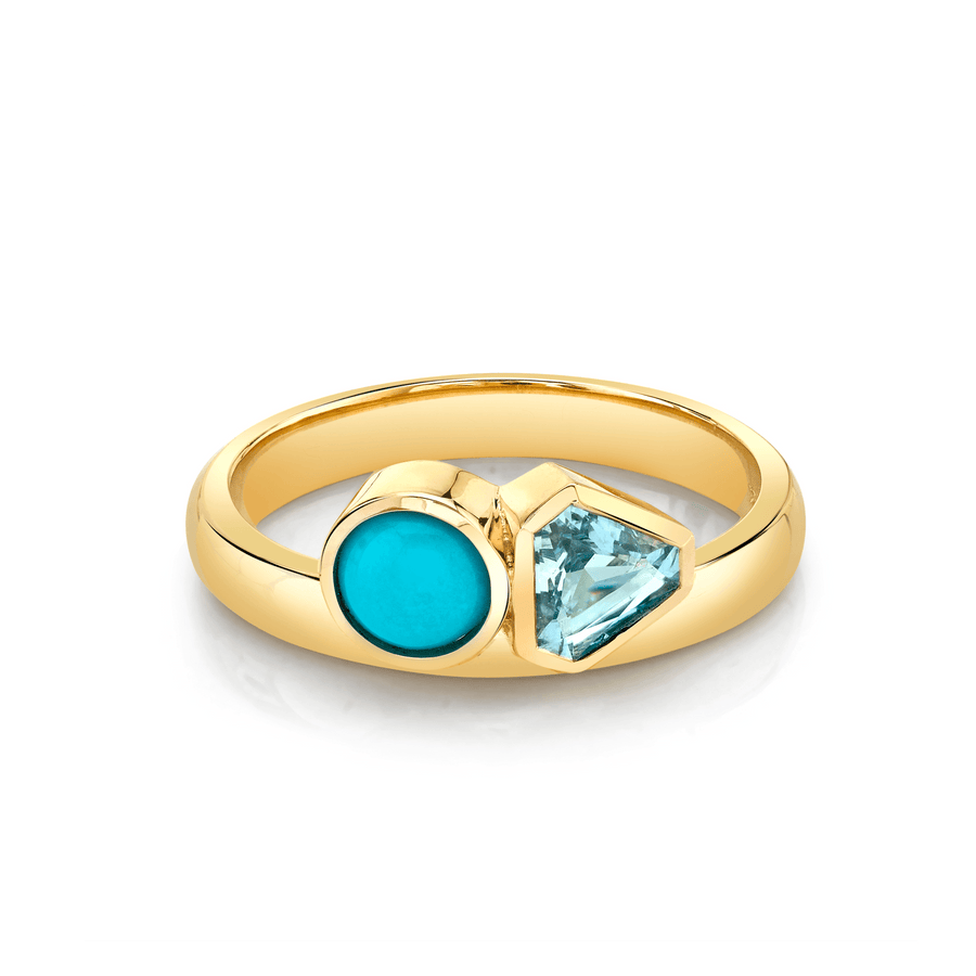 Marrow Fine Jewelry Aquamarine Turquoise Toi Et Moi Ring [Yellow Gold]