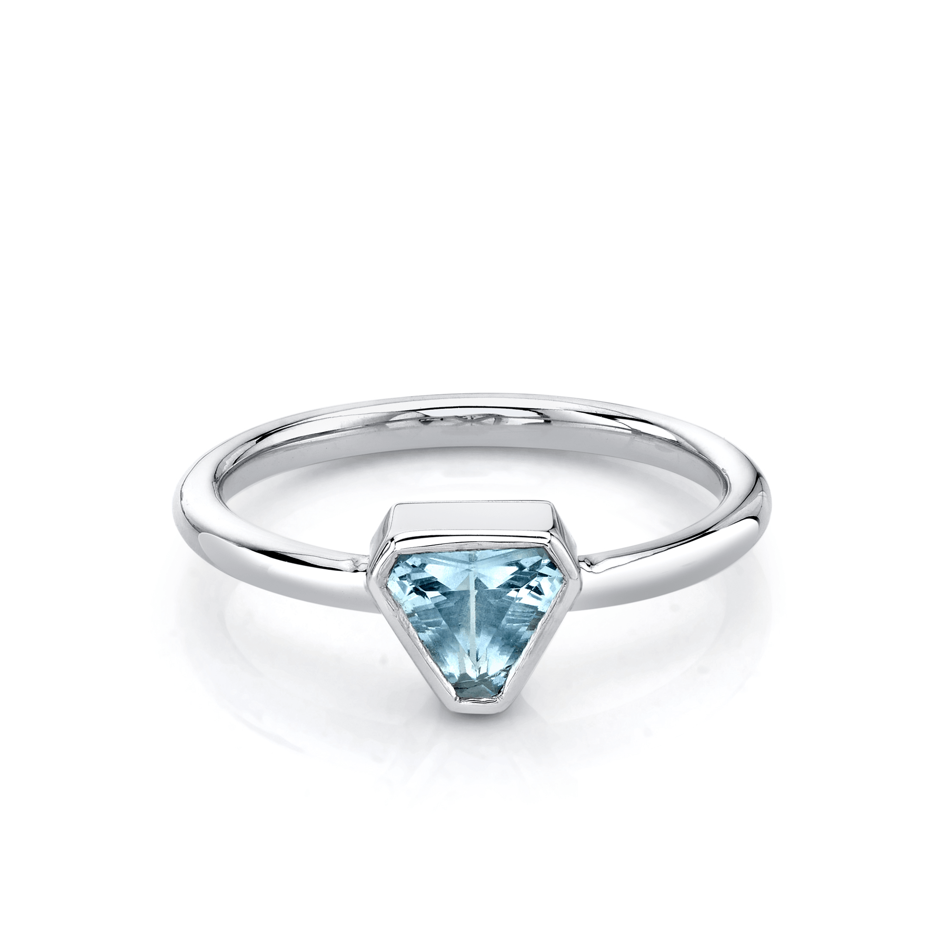 Marrow Fine Jewelry Aquamarine Bezel Trillion Ring
