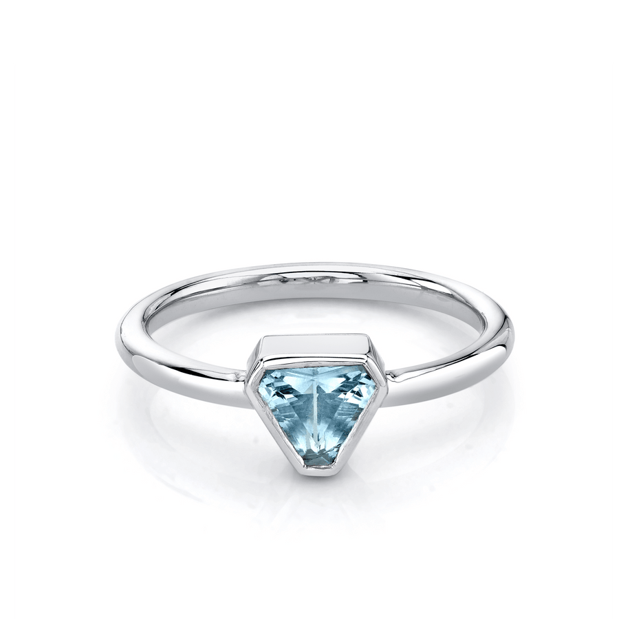 Marrow Fine Jewelry Aquamarine Bezel Trillion Ring [White Gold]
