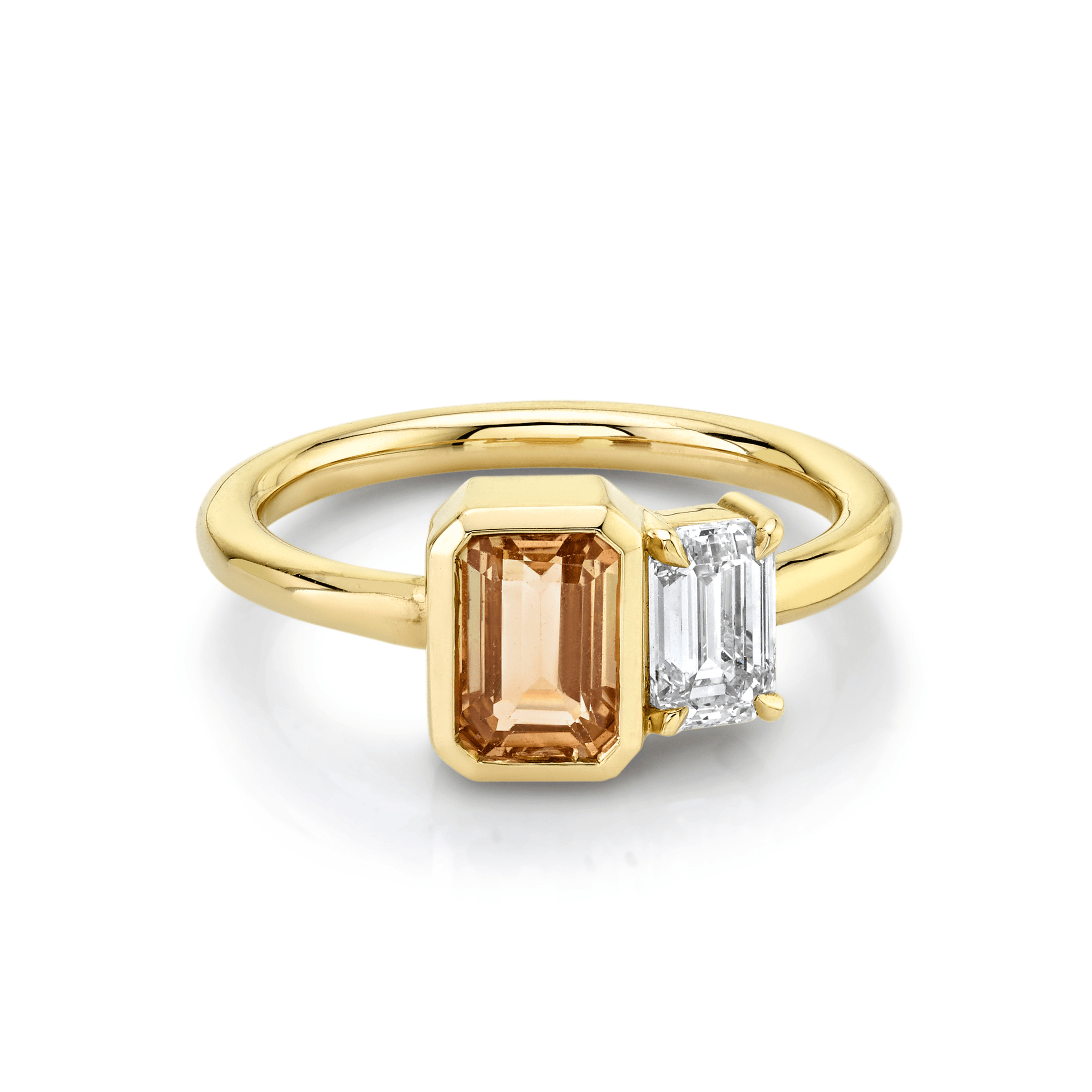 Marrow Fine Jewelry Peachy Sapphire And White Diamond Ring