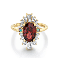 Marrow Fine Jewelry Snakehead Umbalite Garnet Opal And Old Cut DiamondsBallerina Ring [Yellow Gold]