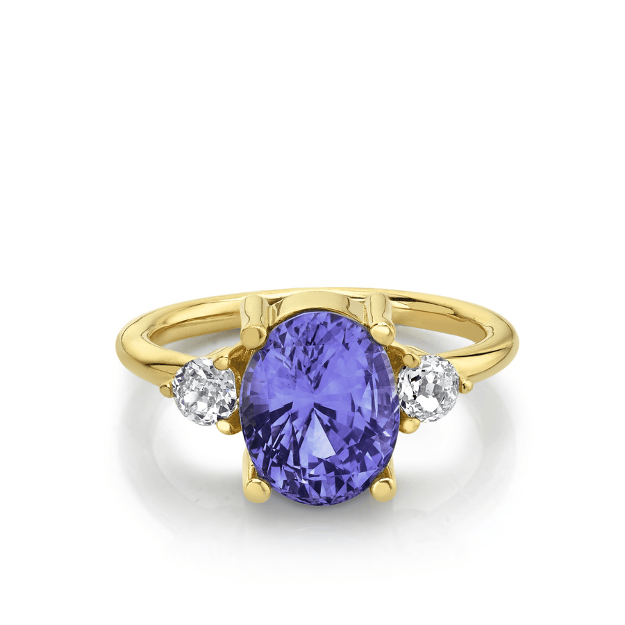 Marrow Fine Jewelry Purple Sapphire Three Stone Ring [Yellow Gold]