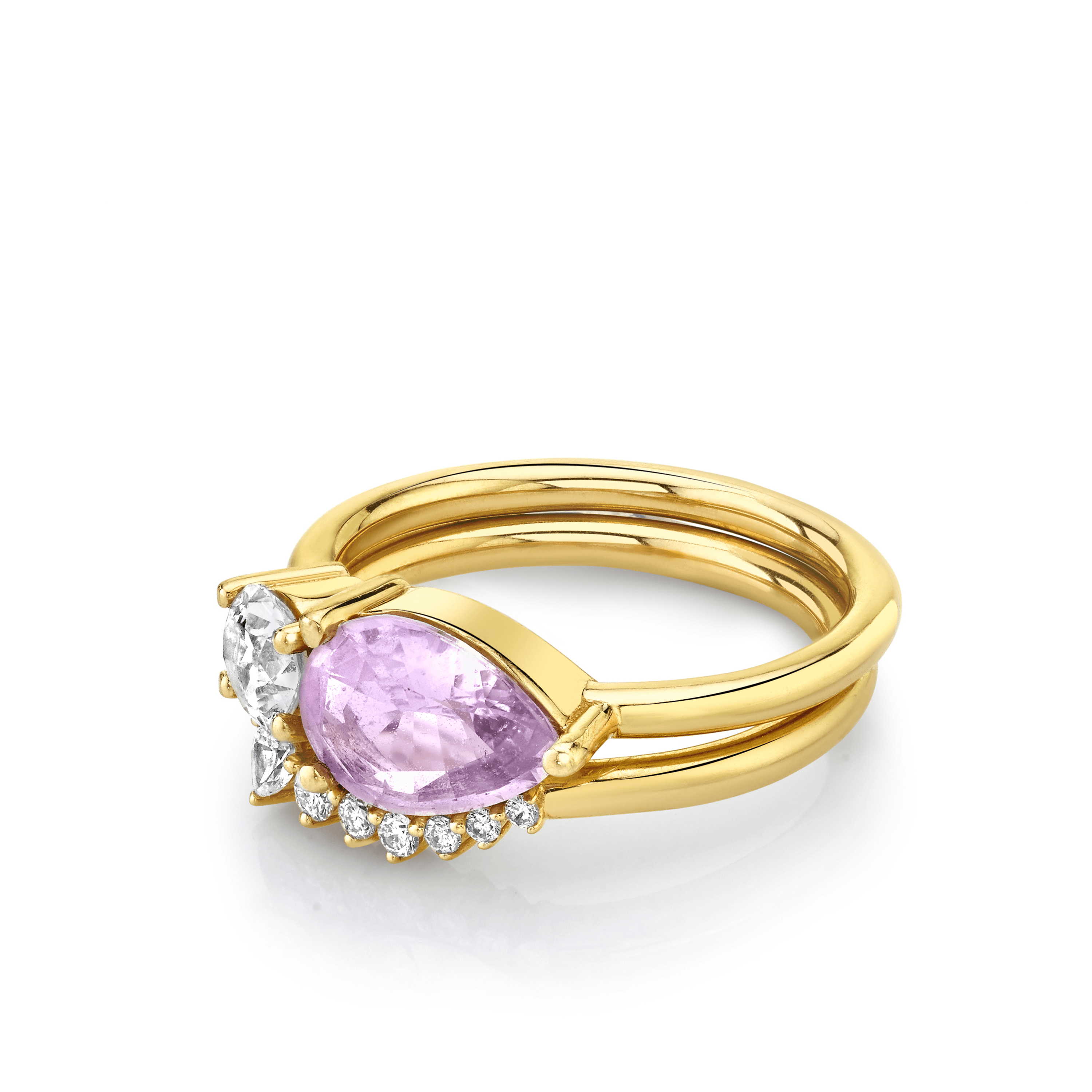 Marrow Fine Jewelry Asymmetrical Pink Sapphire Set Ring