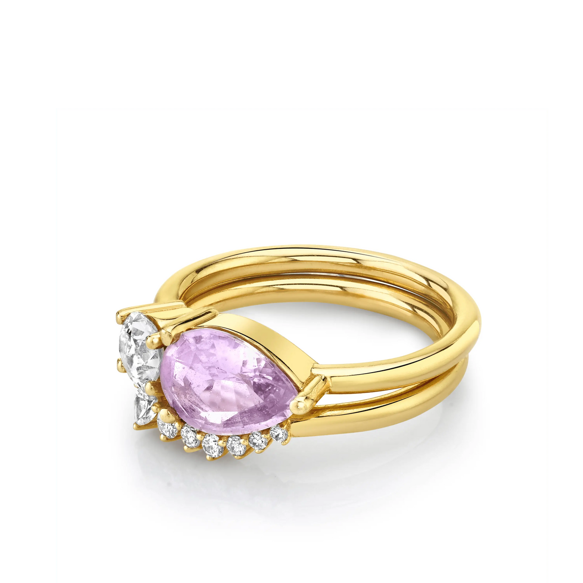 Asymmetrical Pink Sapphire Ring Set Marrow Fine