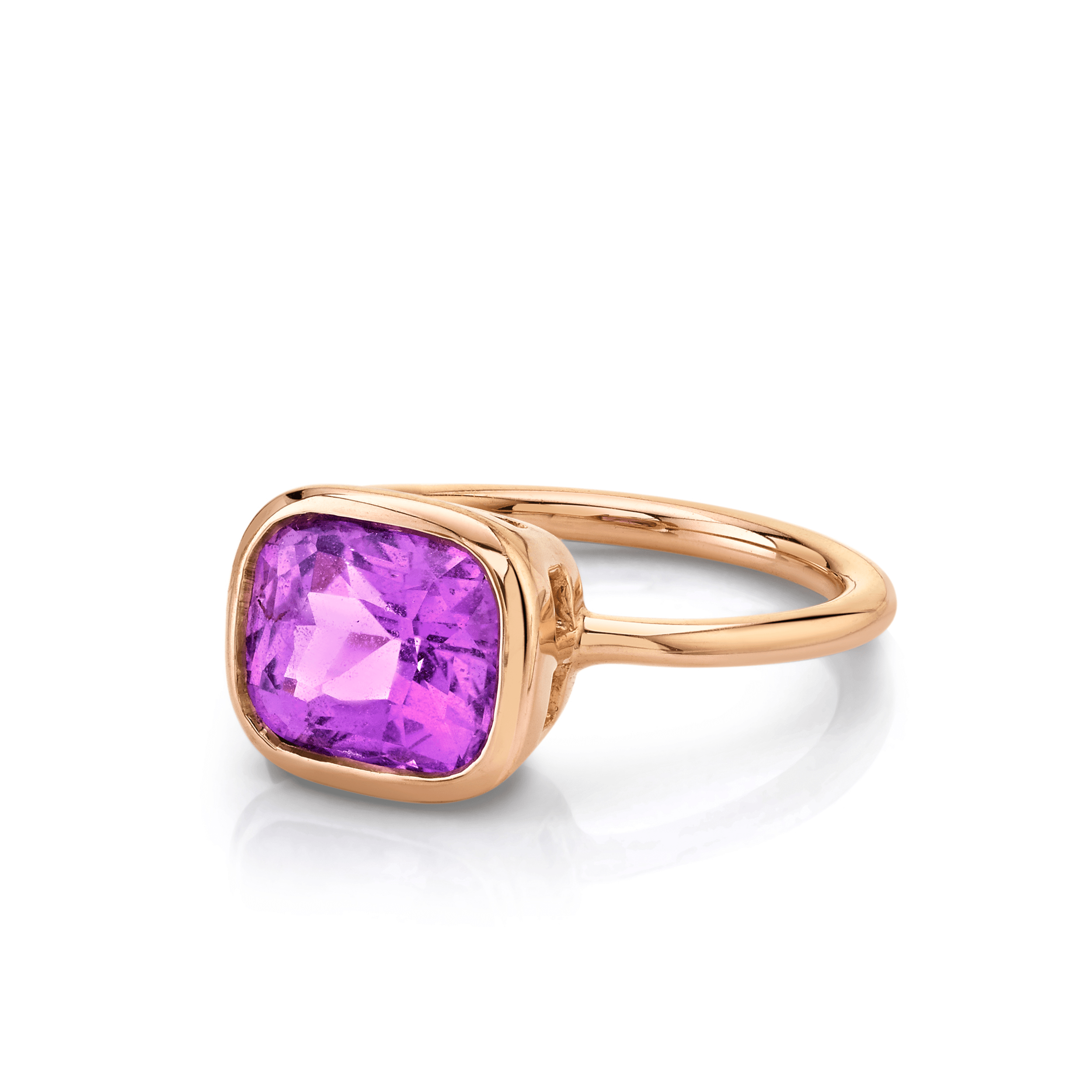 Marrow Fine Jewelry Deep Purplish Pink Sapphire Bezel Solitaire