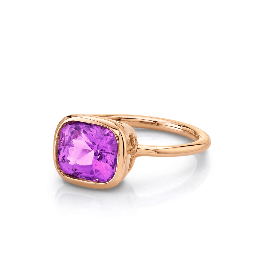 Marrow Fine Jewelry Deep Purplish Pink Sapphire Bezel Solitaire [Rose Gold]