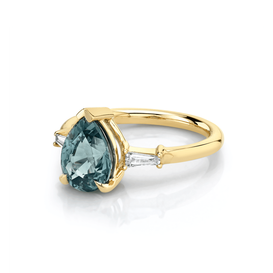 Marrow Fine Jewelry Teal Sapphire Pear Engagement Ring [Yellow Gold]
