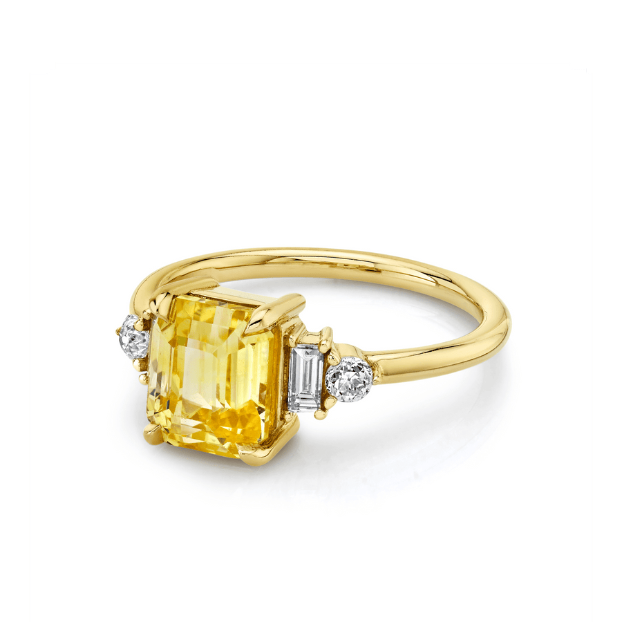 Yellow Sapphire & White Diamond Ring