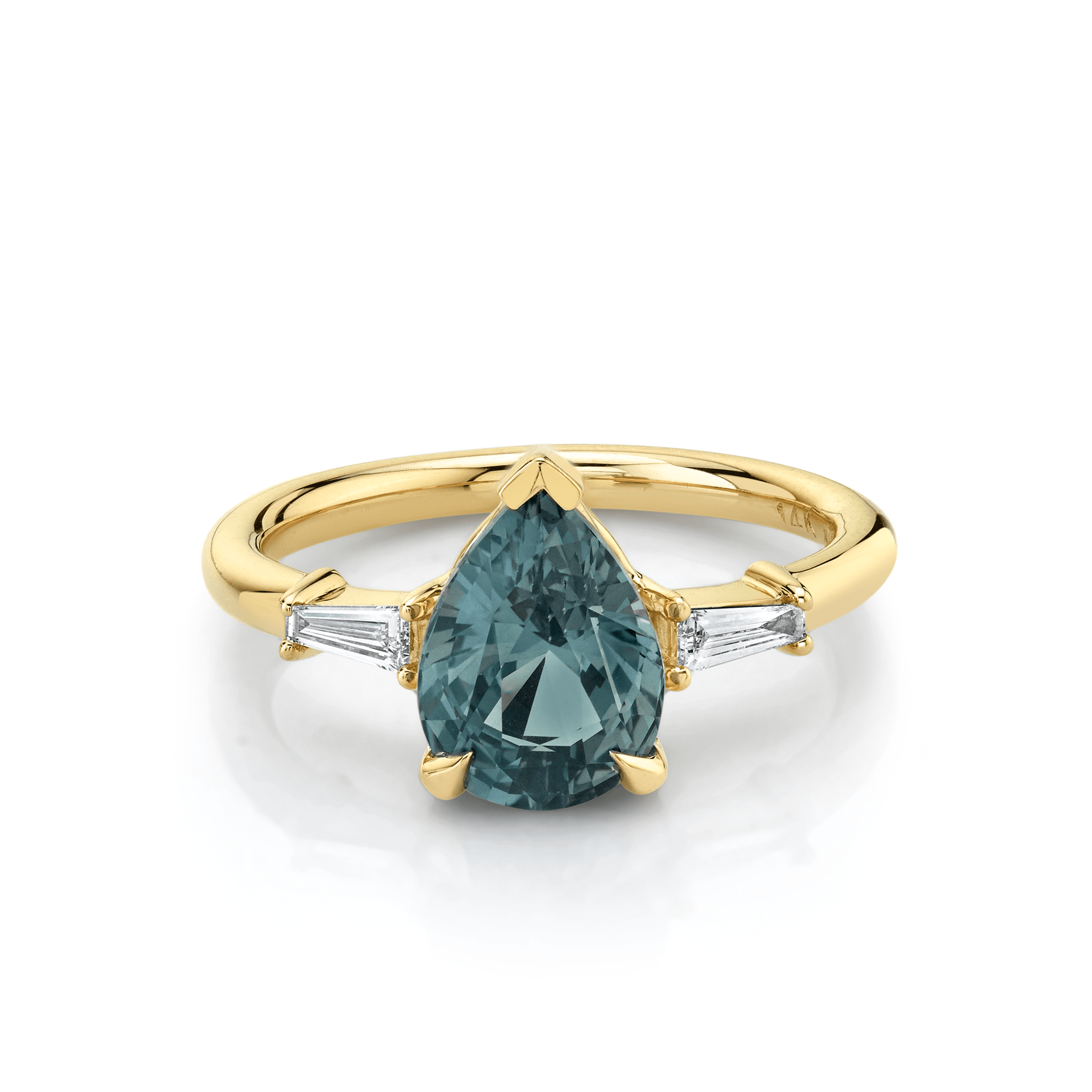 Marrow Fine Jewelry Teal Sapphire Pear Engagement Ring