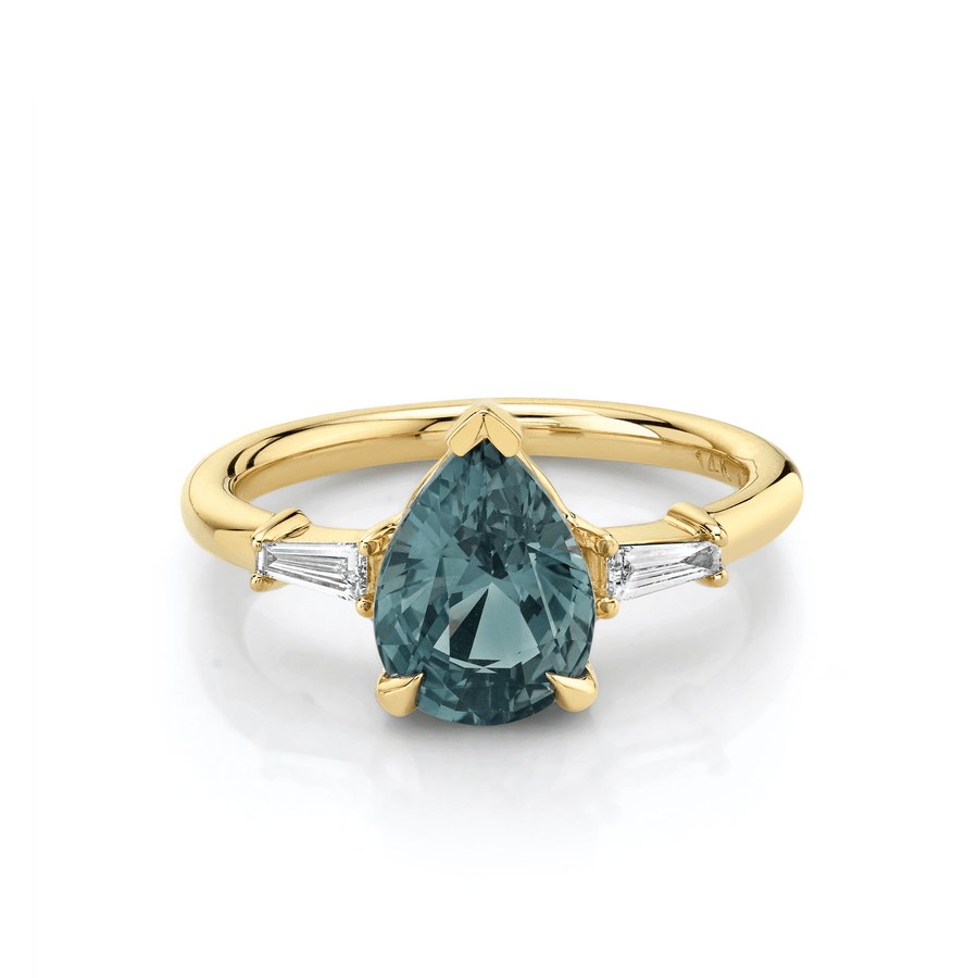 Marrow Fine Jewelry Teal Sapphire Pear Engagement Ring [Yellow Gold]