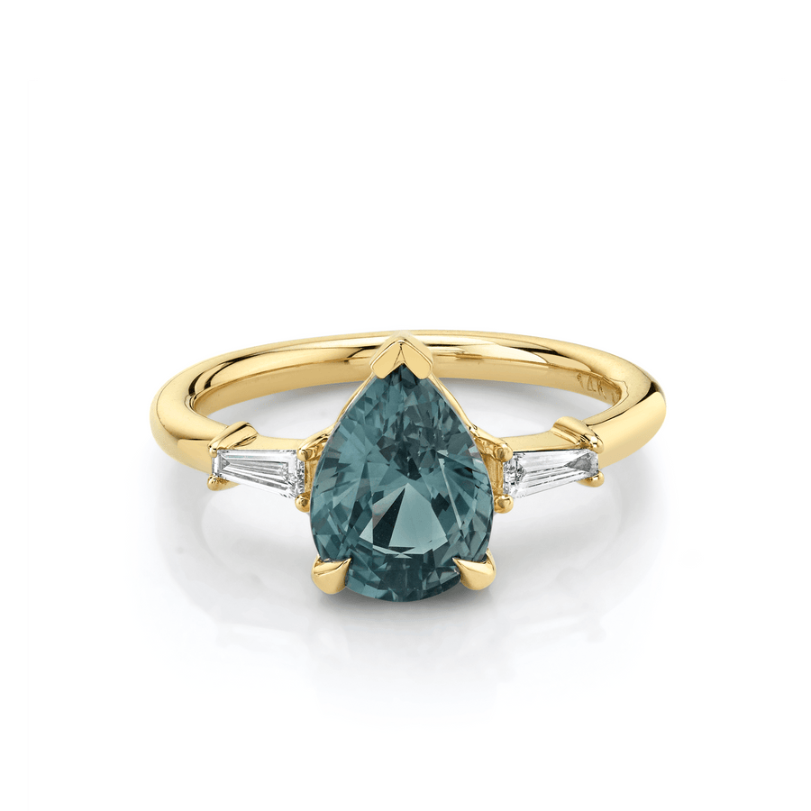 Marrow Fine Jewelry Teal Sapphire Pear Engagement Ring [Yellow Gold]