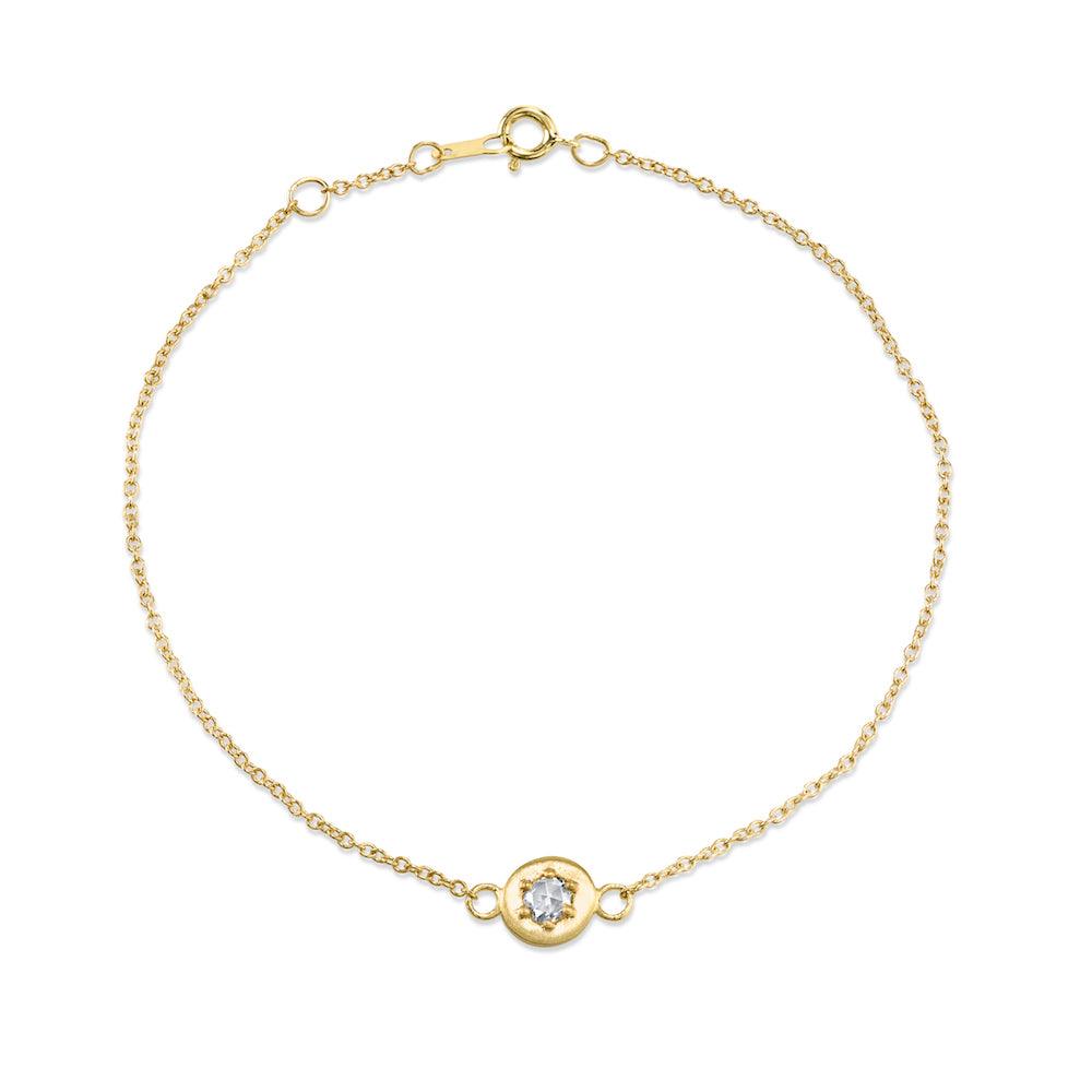 Marrow Fine Jewelry Rose Cut White Diamond Medallion Chain Bracelet