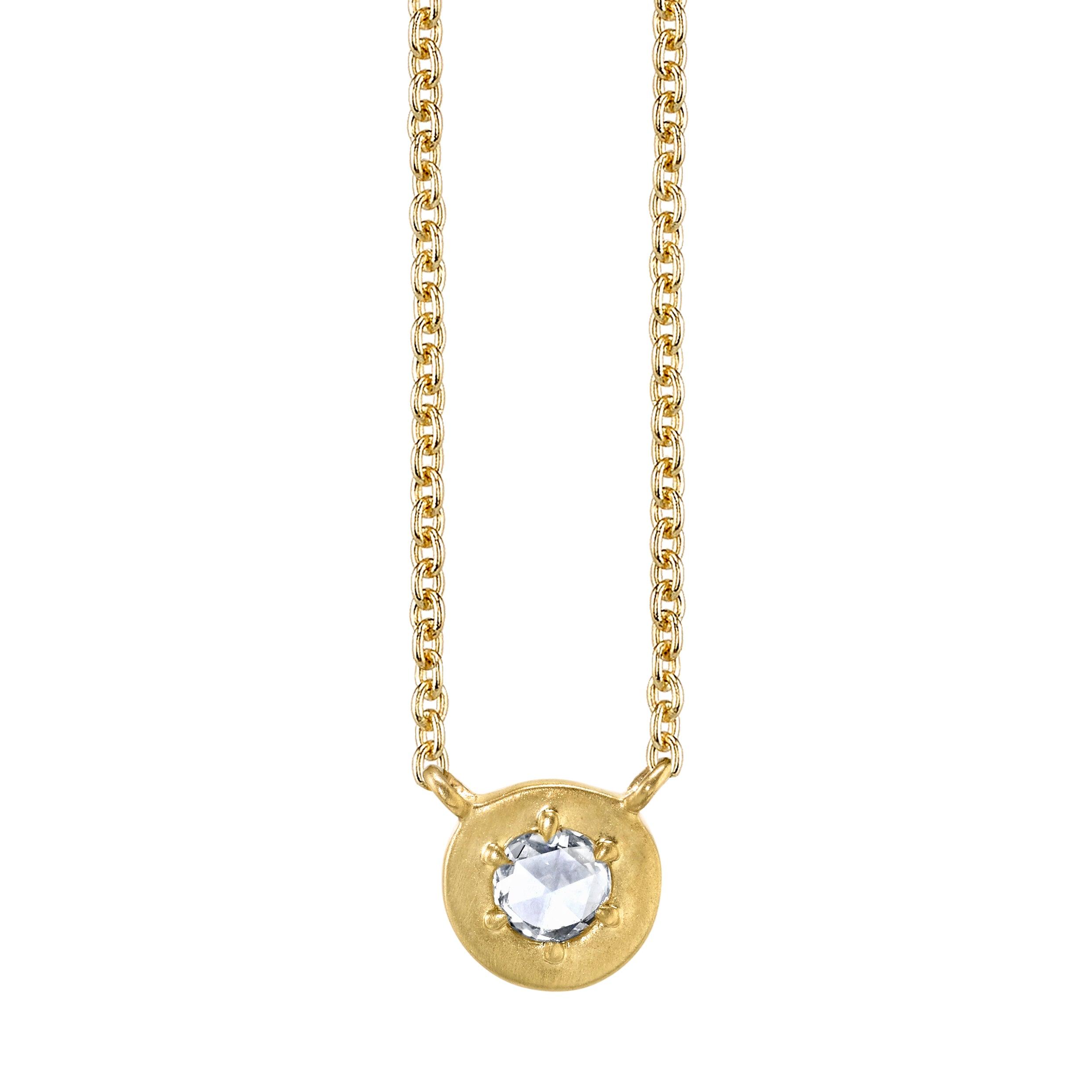 Marrow Fine Jewelry Rose Cut Medallion White Diamond Necklace With Solid Gold Chain
