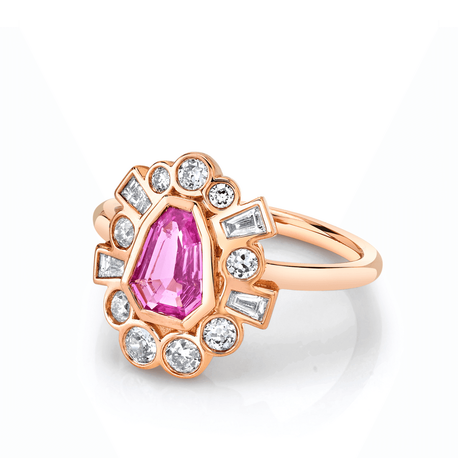 Marrow Fine Jewelry Pink Sapphire Shield Ballerina Ring [Rose Gold]