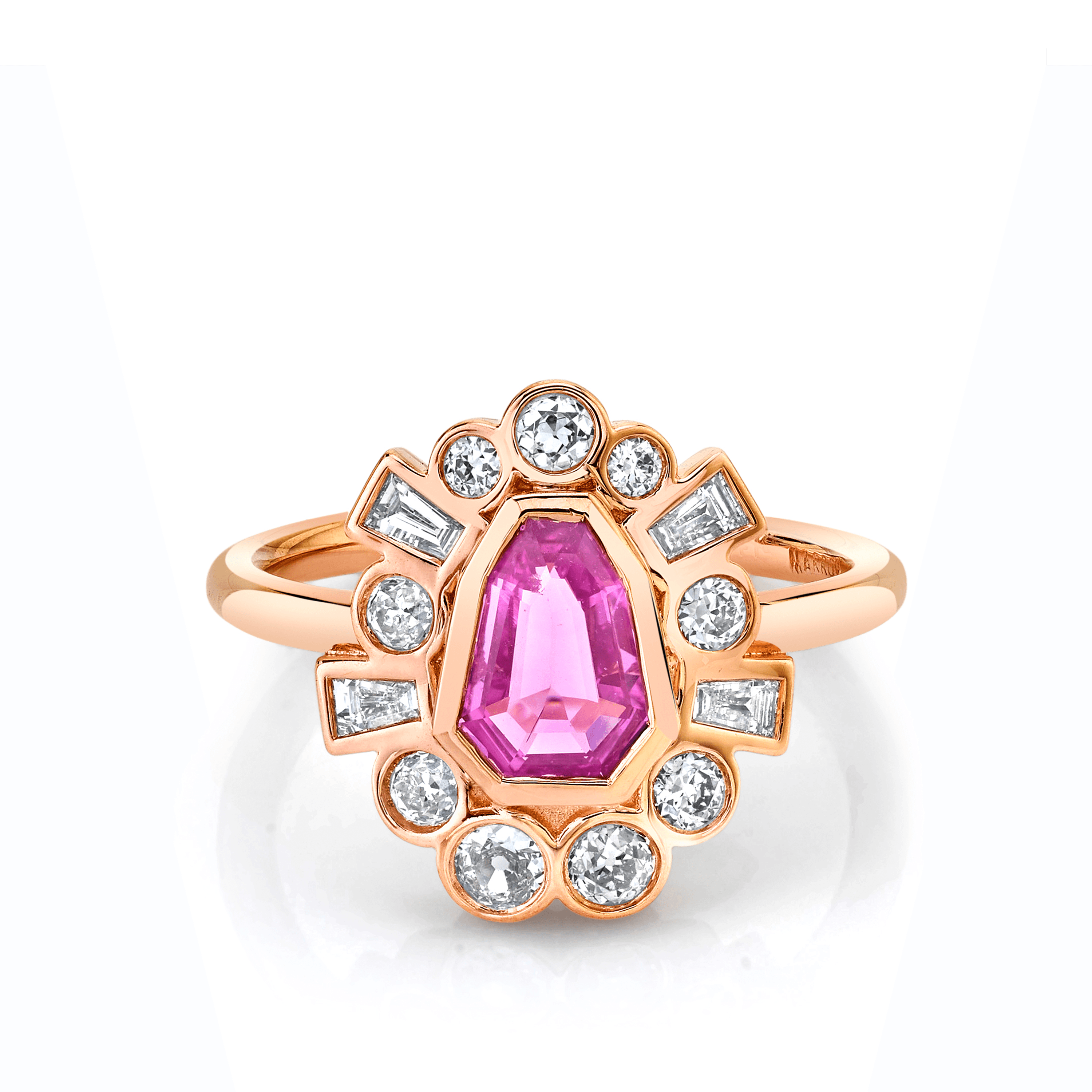 Marrow Fine Jewelry Pink Sapphire Shield Ballerina Ring