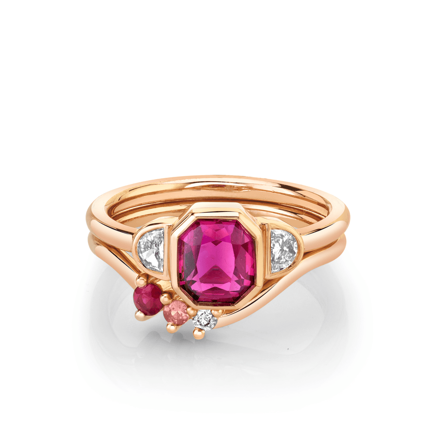 Marrow Fine Jewelry Ruby Diamond Stacking Set Ring [Yellow Gold]