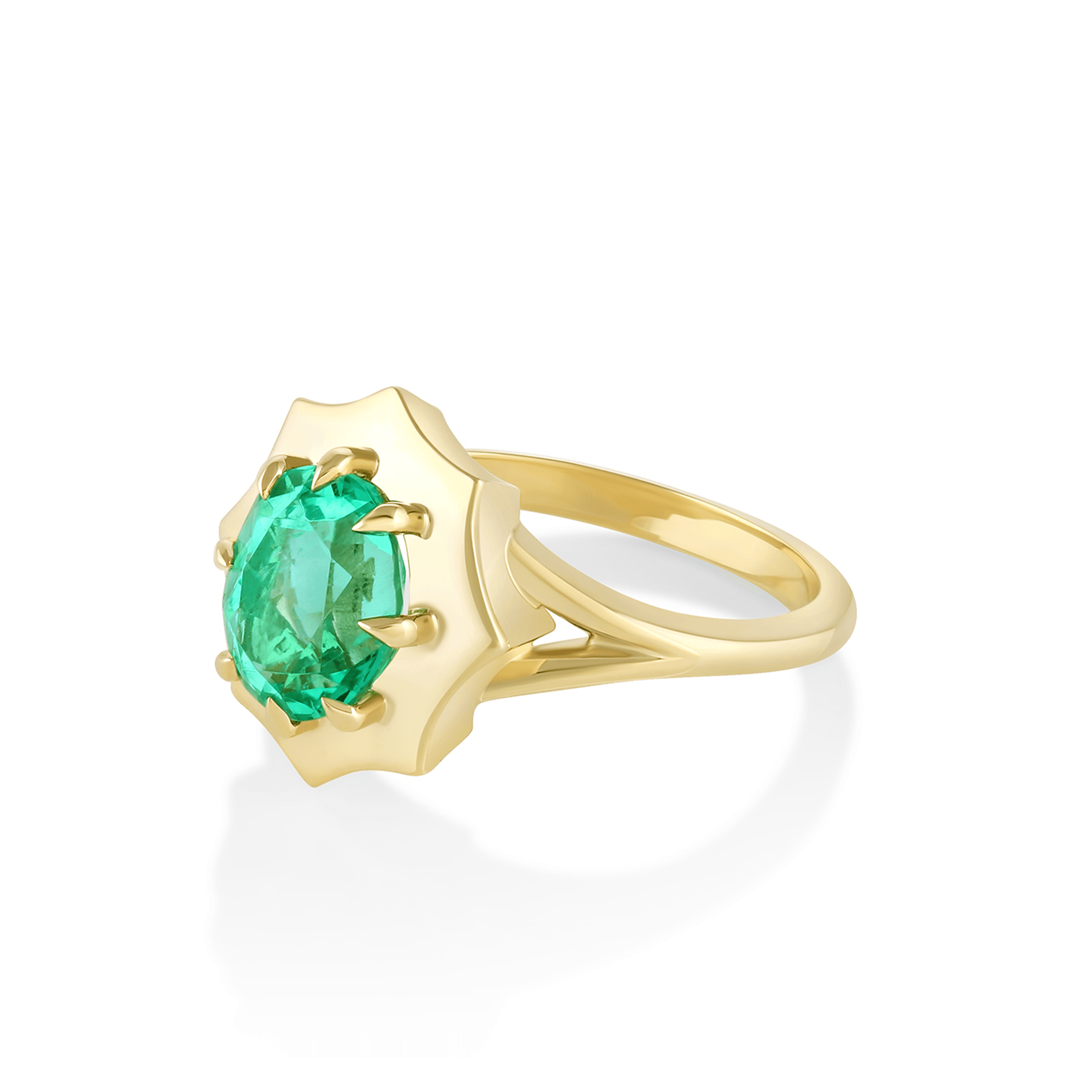 Marrow Fine Jewelry Emerald French Mirror Ring