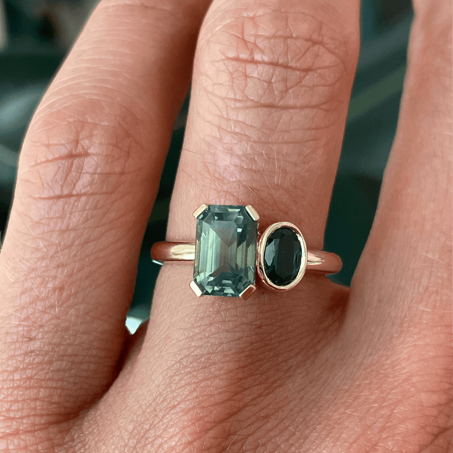 Emerald-Cut & Oval Sapphire Toi et Moi Ring
