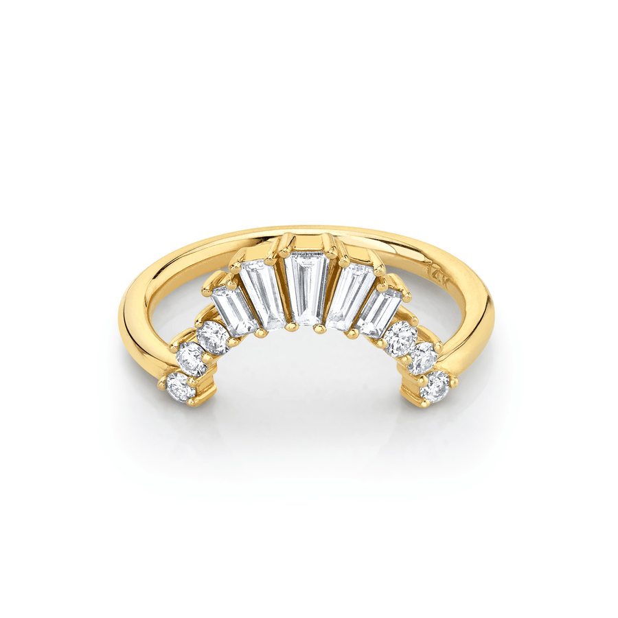 Marrow Fine Jewelry White Diamond Baguette And Round Art Deco Stacking Wedding Band [Yellow Gold]