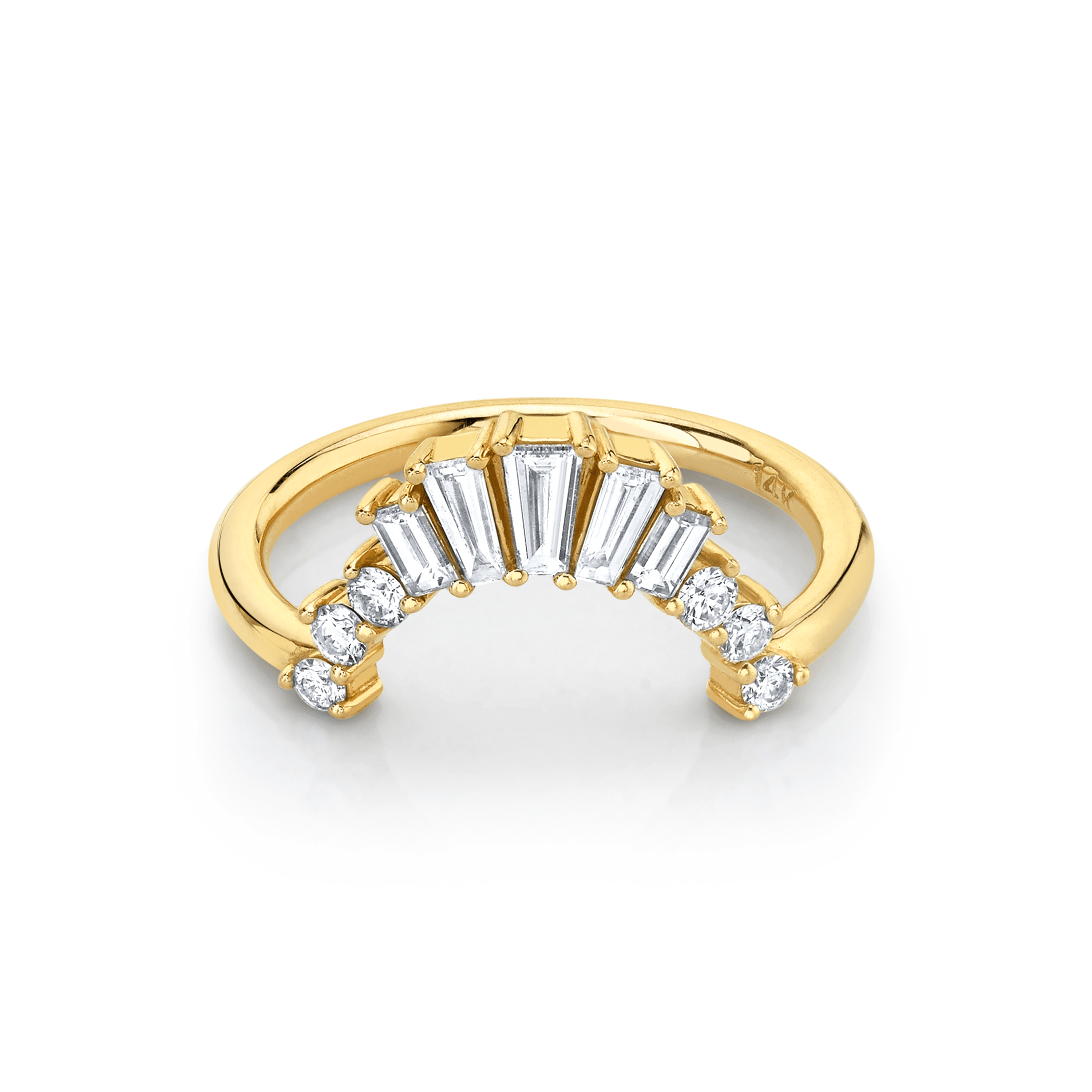 Marrow Fine Jewelry White Diamond Baguette And Round Art Deco Stacking Wedding Band