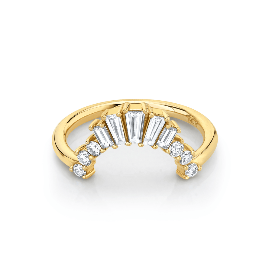 Marrow Fine Jewelry White Diamond Baguette And Round Art Deco Stacking Wedding Band [Yellow Gold]