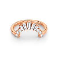 Marrow Fine Jewelry White Diamond Baguette And Round Art Deco Stacking Wedding Band [Rose Gold]