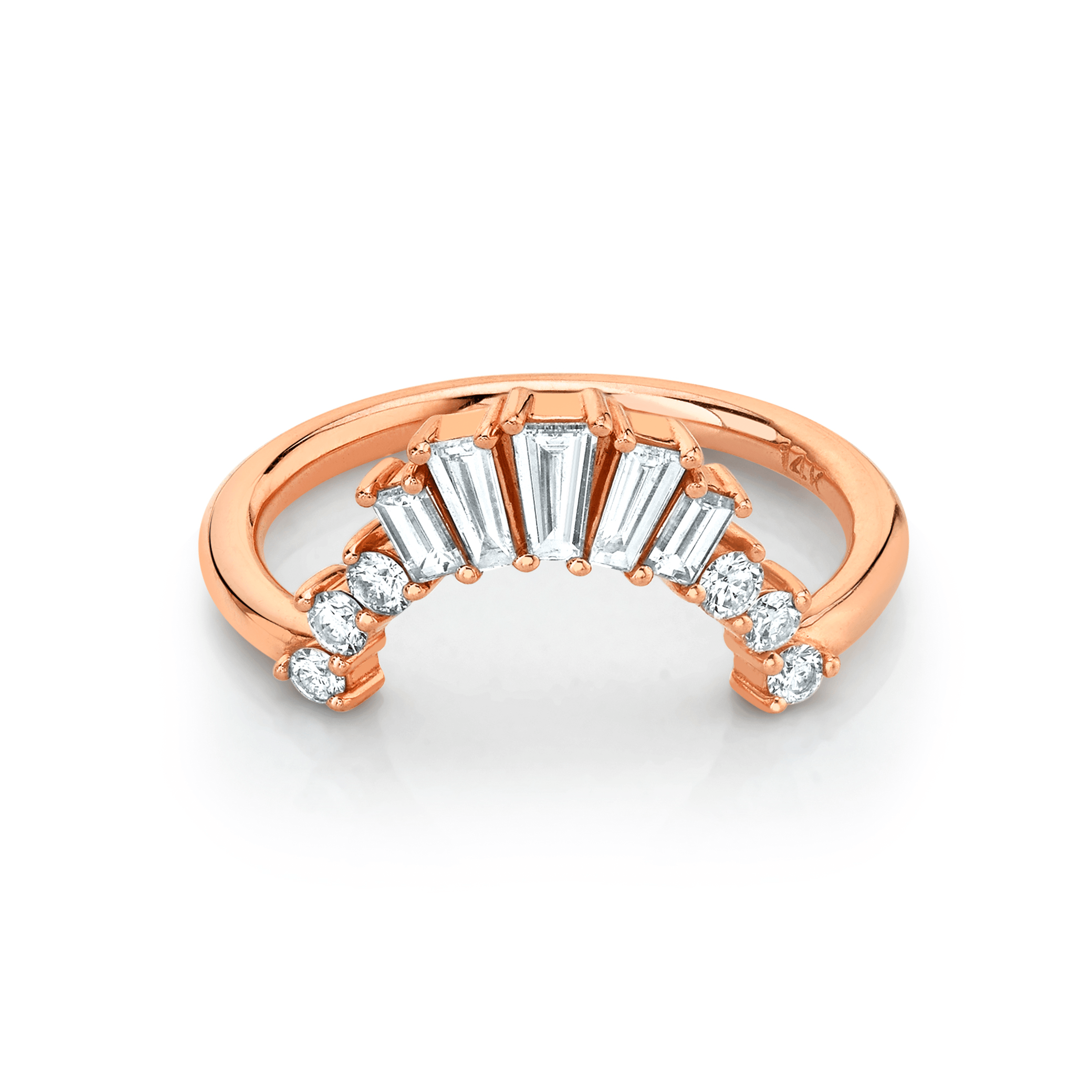 Marrow Fine Jewelry White Diamond Baguette And Round Art Deco Stacking Wedding Band