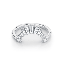 Marrow Fine Jewelry White Diamond Baguette And Round Art Deco Stacking Wedding Band [White Gold]