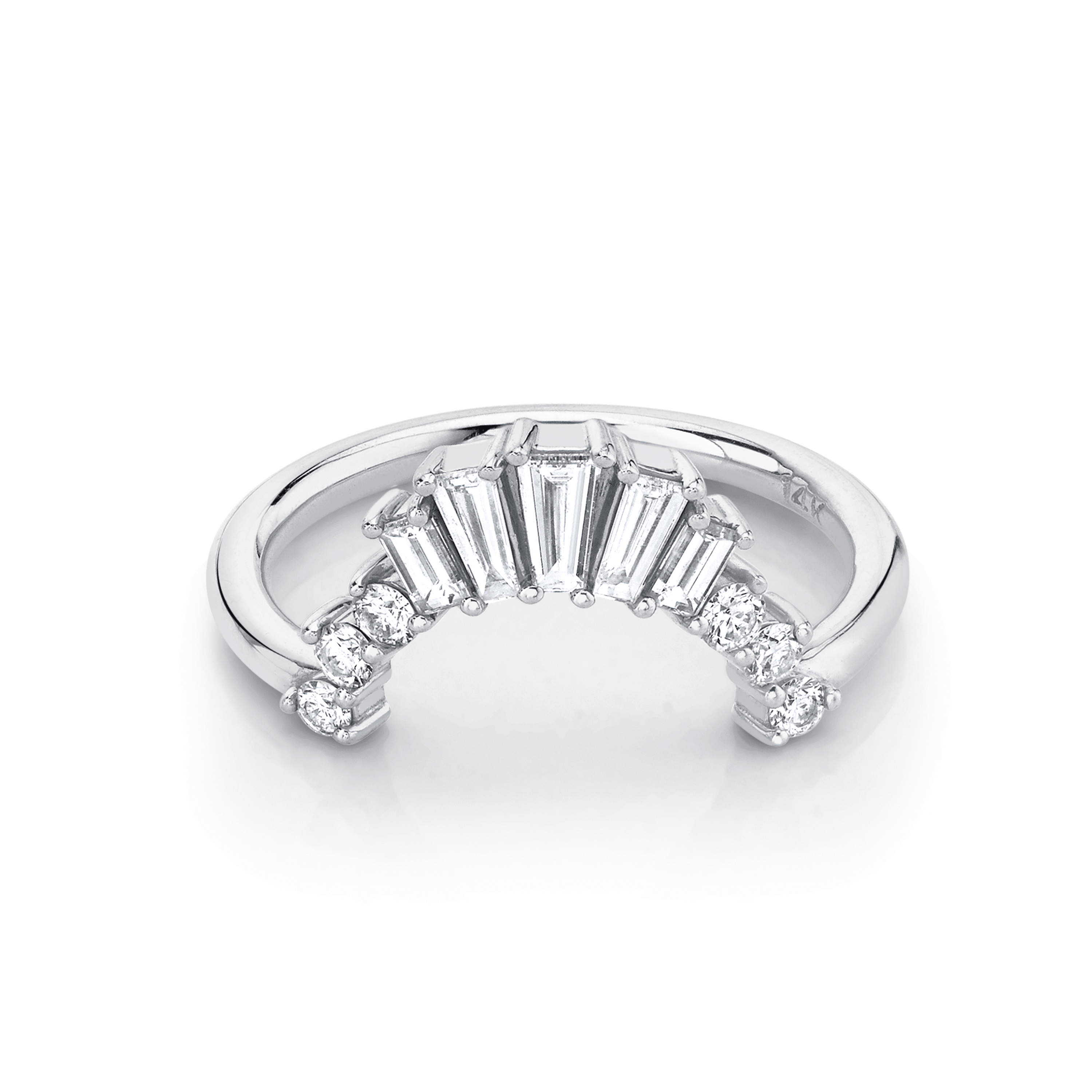 Marrow Fine Jewelry White Diamond Baguette And Round Art Deco Stacking Wedding Band