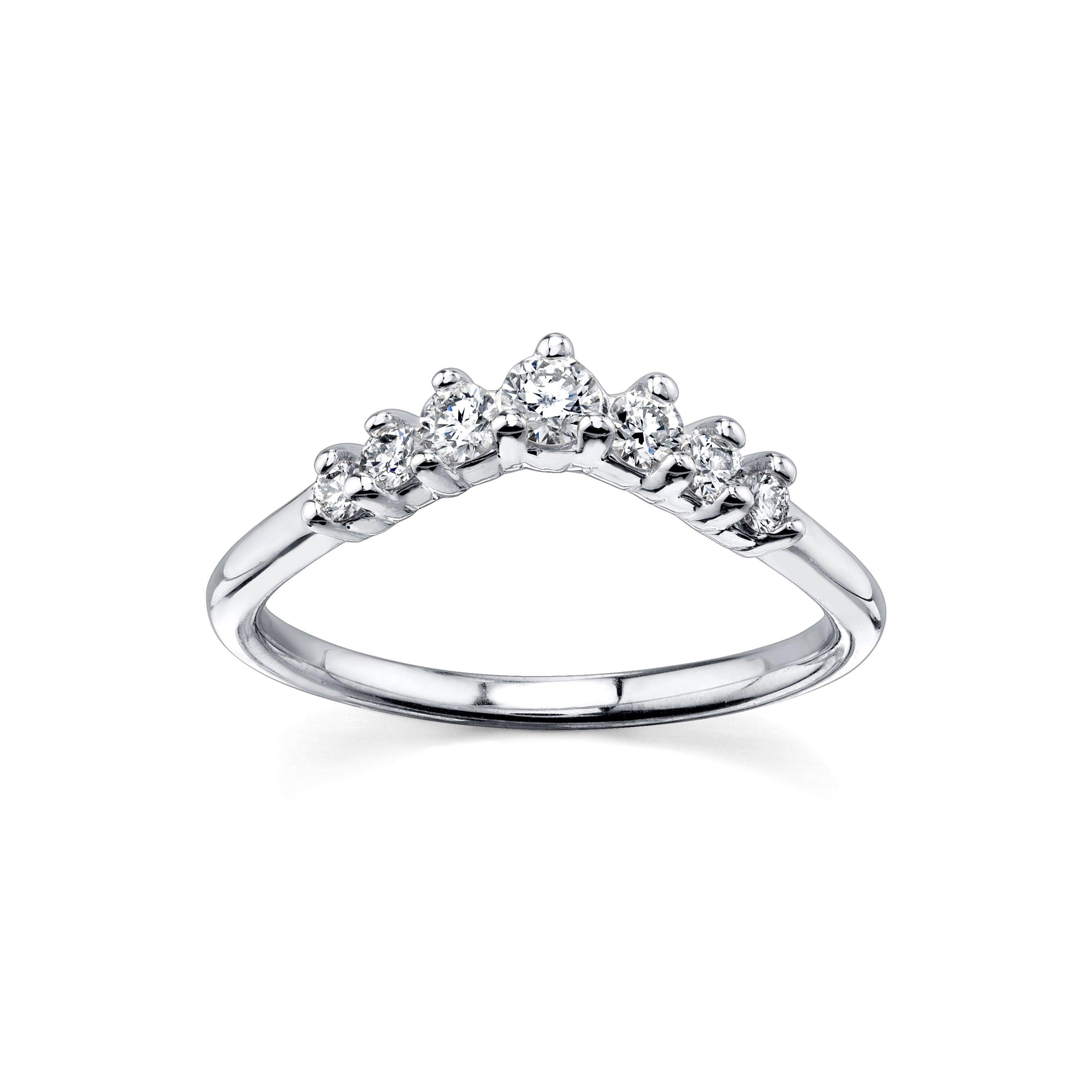 Marrow Fine Jewelry White Diamond Seven Stone Wedding And Stacking Band