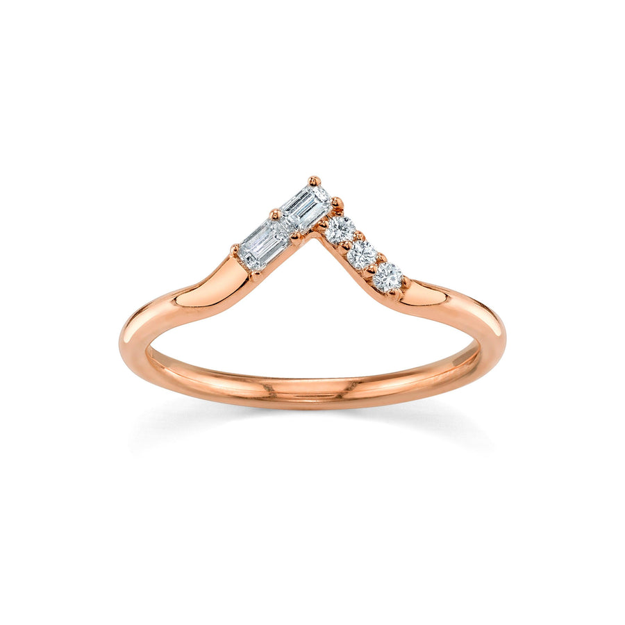 Marrow Fine Jewelry White Diamond Triangle Baguette And Round Stacking Wedding Band [Rose Gold]