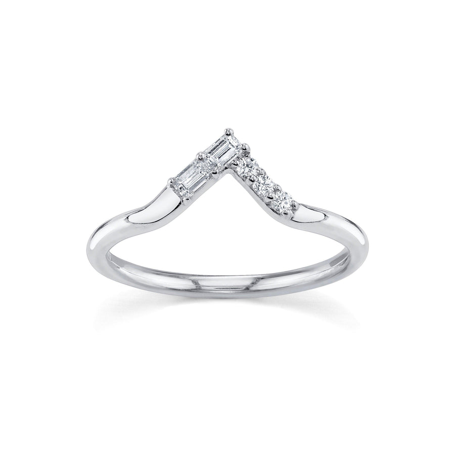 Marrow Fine Jewelry White Diamond Triangle Baguette And Round Stacking Wedding Band [White Gold]