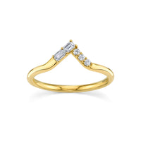 Marrow Fine Jewelry White Diamond Triangle Baguette And Round Stacking Wedding Band [Yellow Gold]