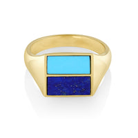 Marrow Fine Jewelry Turquoise Lapis Lazuli Sky And Sea Inlay Ring [Yellow Gold]