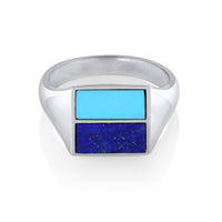 Marrow Fine Jewelry Turquoise Lapis Lazuli Sky And Sea Inlay Ring [White Gold]