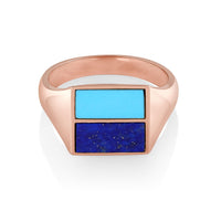 Marrow Fine Jewelry Turquoise Lapis Lazuli Sky And Sea Inlay Ring [Rose Gold]