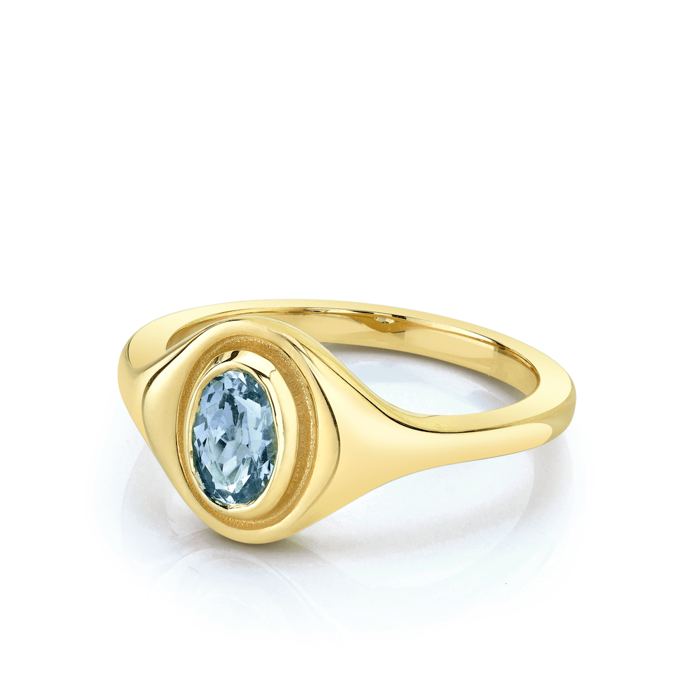 Marrow Fine Jewelry Something Blue Aquamarine Oval Signet Ring