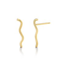 Marrow Fine Jewelry Dainty Squiggle Stud Earrings [Yellow Gold]