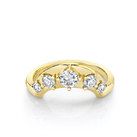 Marrow Fine Jewelry Old Mine Cut White Diamond Solid Gold Arch Stacking Wedding Band [Yellow Gold]