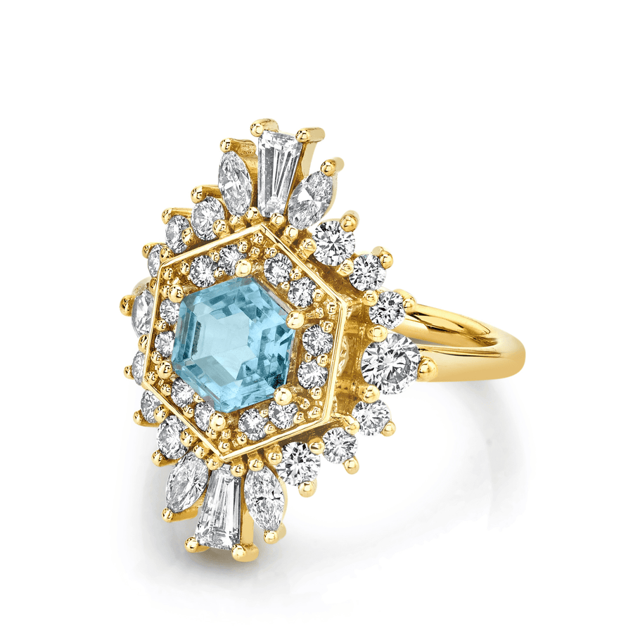Marrow Fine Jewelry Aquamarine Art Deco Stella Ring [Yellow Gold]