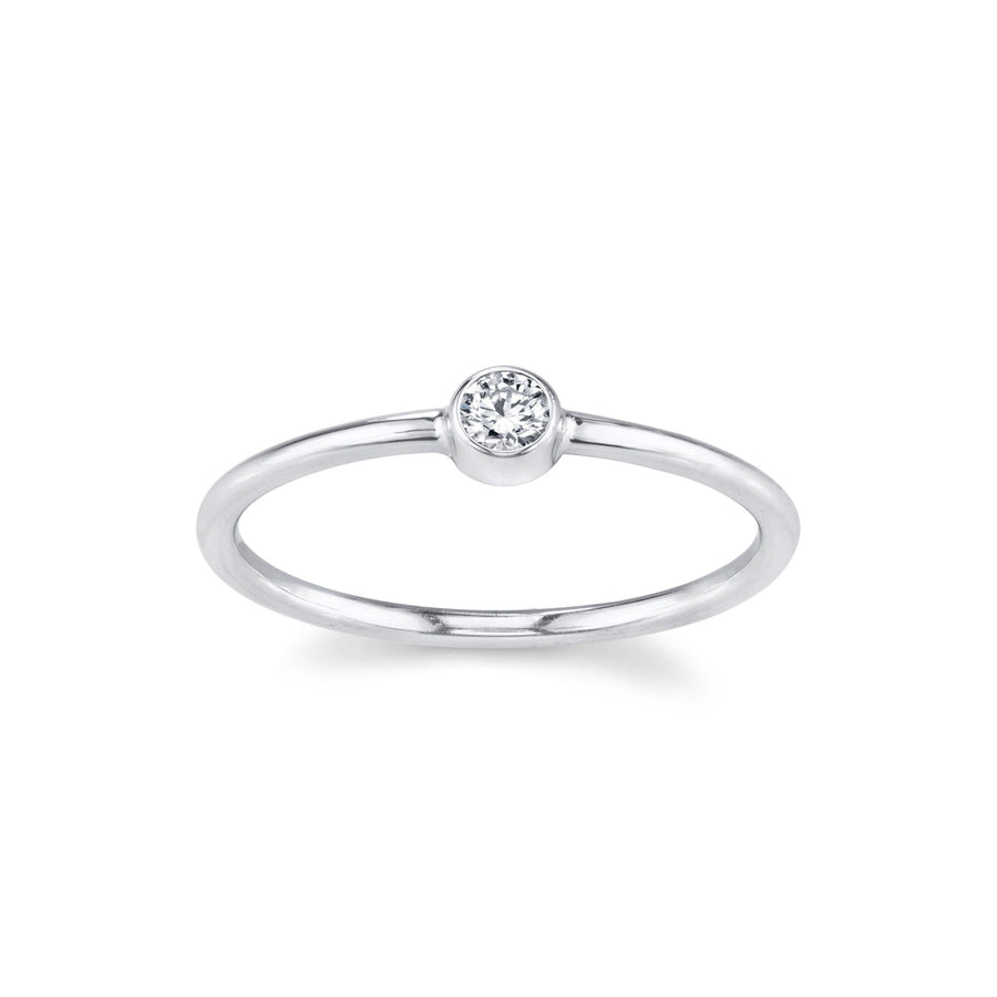Marrow Fine Jewelry Dainty White Diamond Solitaire Sacking Ring [White Gold]