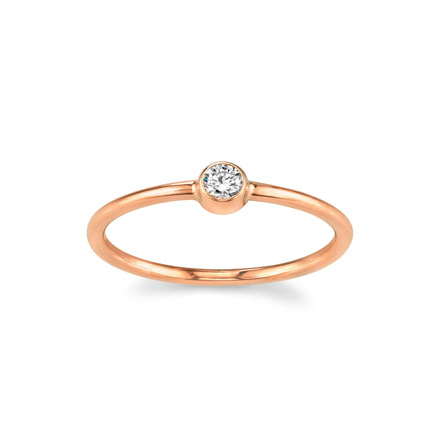 Marrow Fine Jewelry Dainty White Diamond Solitaire Sacking Ring [Rose Gold]