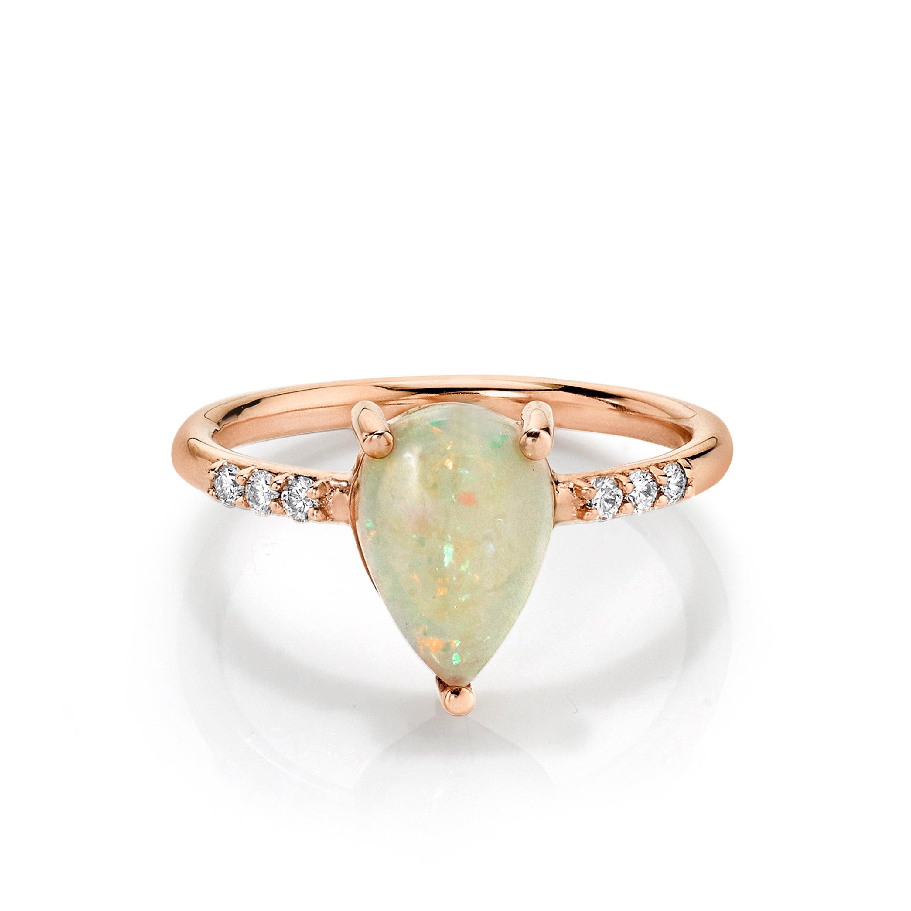 Marrow Fine Jewelry Australian Opal Pear & White Diamond Ring