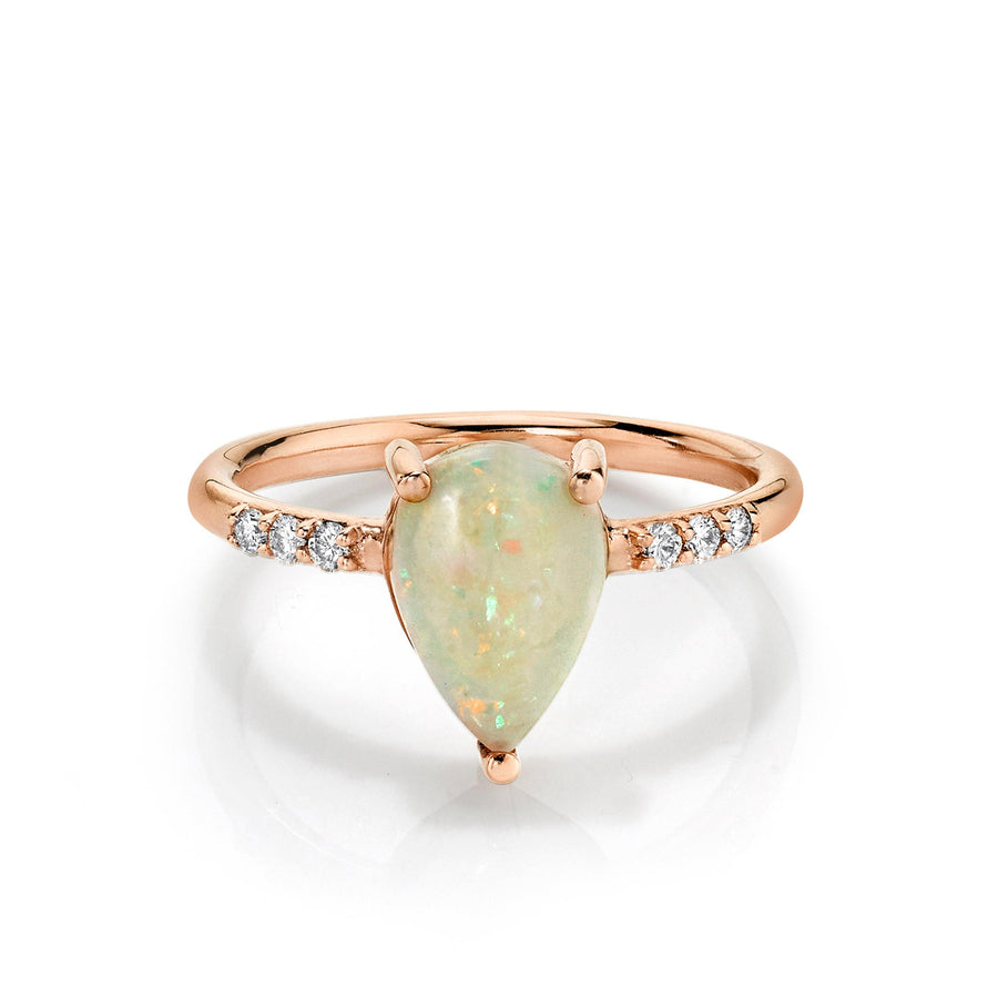 Marrow Fine Jewelry Australian Opal Pear & White Diamond Ring [Rose Gold]