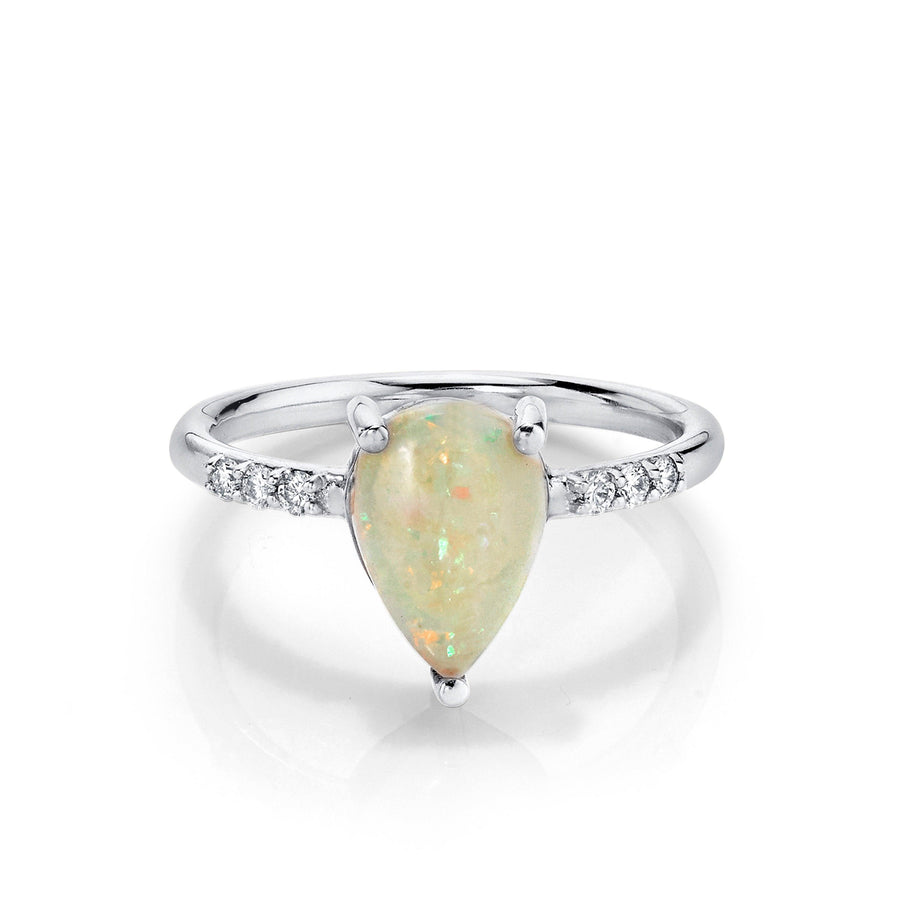 Marrow Fine Jewelry Australian Opal Pear & White Diamond Ring [White Gold]